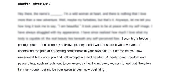 Boudoir Photography Marketing Bundle: Prewritten Text for your Website, Marketing Materials, Boudoir Emails, Boudoir Blogs + Bonus Templates!