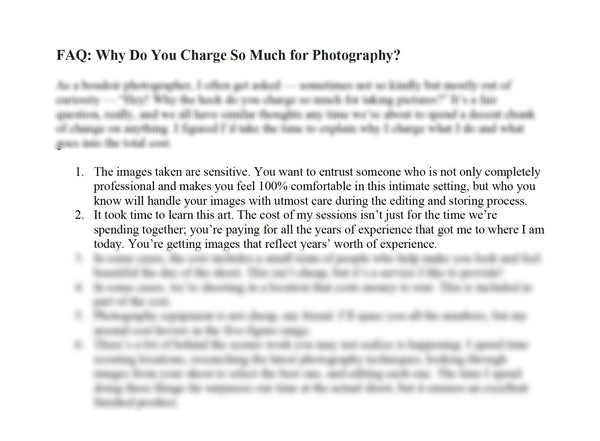 Boudoir Photography Marketing Bundle: Prewritten Text for your Website, Marketing Materials, Boudoir Emails, Boudoir Blogs + Bonus Templates!