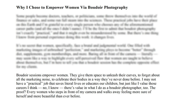 Boudoir Photography Marketing Bundle: Prewritten Text for your Website, Marketing Materials, Boudoir Emails, Boudoir Blogs + Bonus Templates!