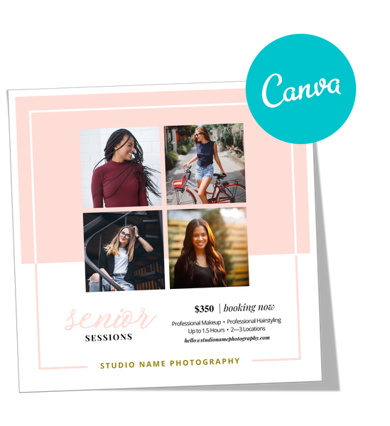 Senior Photography Session Marketing Templates for CANVA - 8 Piece Bundle