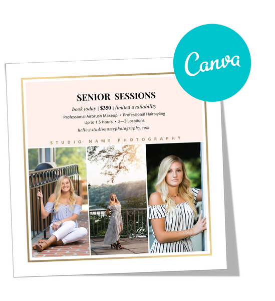 Senior Photography Session Marketing Templates for CANVA - 8 Piece Bundle