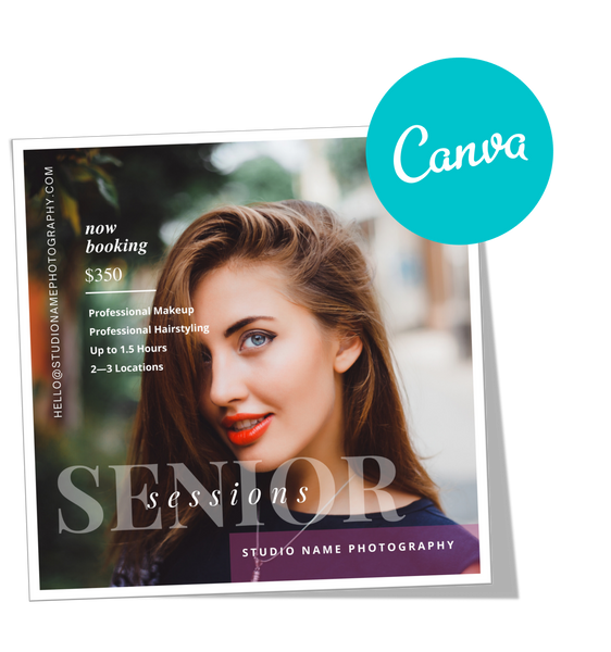Senior Photography Session Marketing Templates for CANVA - 8 Piece Bundle
