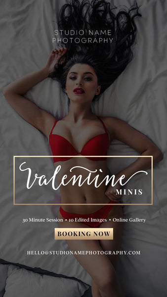 Boudoir Valentine Mini Session Marketing Template Bundle for Photographers