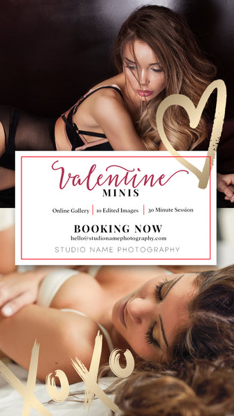 Boudoir Valentine Mini Session Marketing Template Bundle for Photographers
