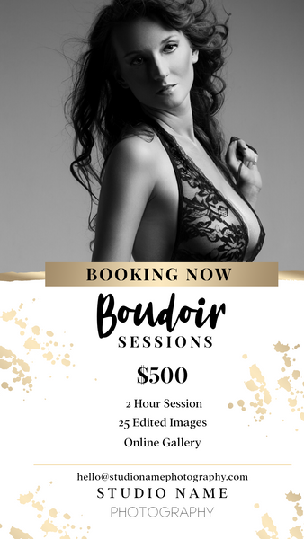 Boudoir Photography Marketing Template Bundle | Gold | PSD Templates