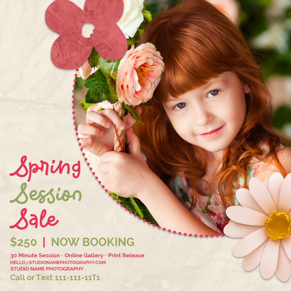 Spring and Easter Marketing Template Bundle for Photographers, Mini Session Templates