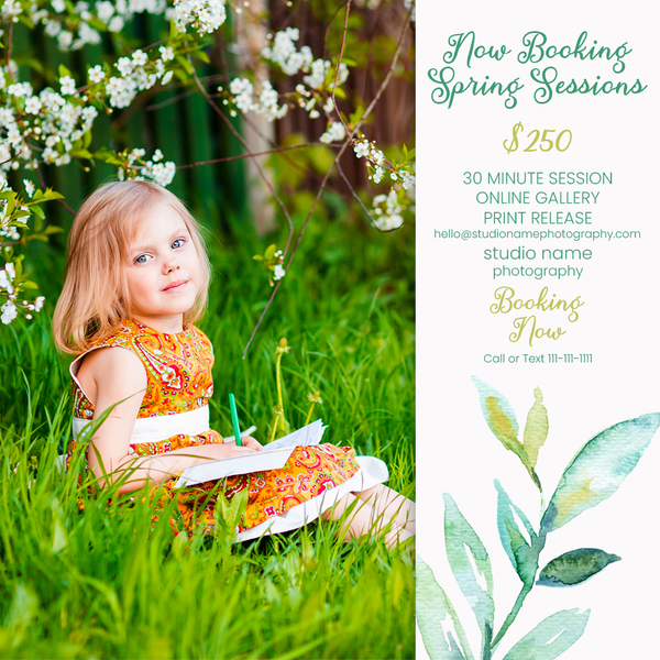 Spring and Easter Marketing Template Bundle for Photographers, Mini Session Templates