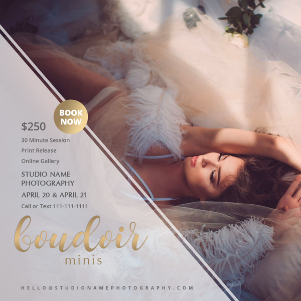 24 Piece Boudoir Photography Mini Session Marketing Template Bundle for Photographers |  Facebook & Instagram Templates