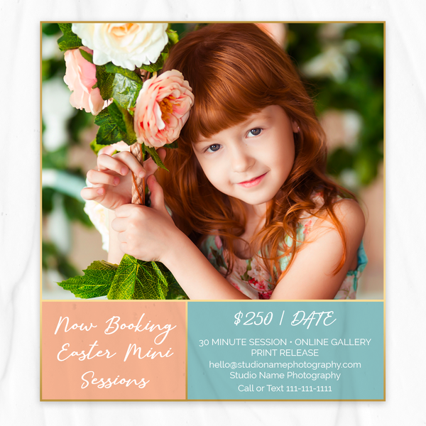 Spring and Easter Marketing Template Bundle for Photographers, Mini Session Templates