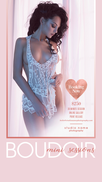 24 Piece Boudoir Photography Mini Session Marketing Template Bundle for Photographers |  Facebook & Instagram Templates