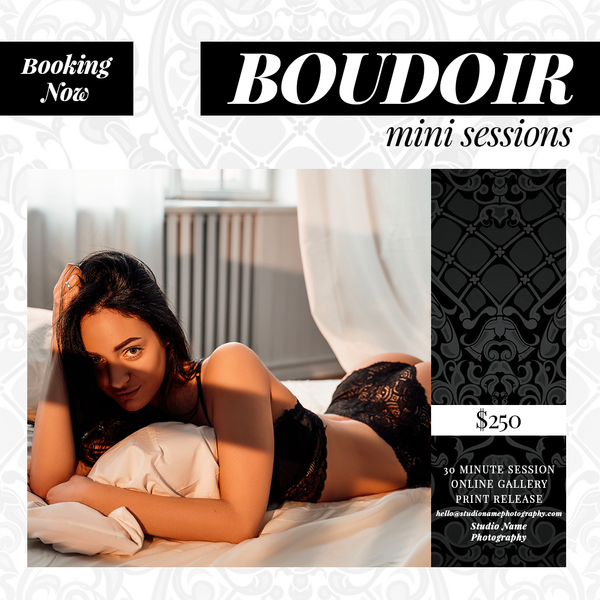 24 Piece Boudoir Photography Mini Session Marketing Template Bundle for Photographers |  Facebook & Instagram Templates