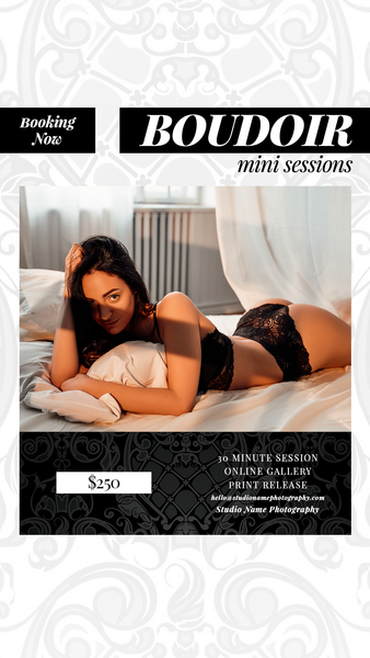 24 Piece Boudoir Photography Mini Session Marketing Template Bundle for Photographers |  Facebook & Instagram Templates