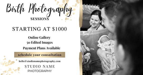 Birth Photography Session Marketing Templates for CANVA - 5 Piece Bundle