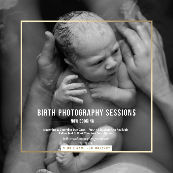 Birth Photography Session Marketing Templates for CANVA - 5 Piece Bundle