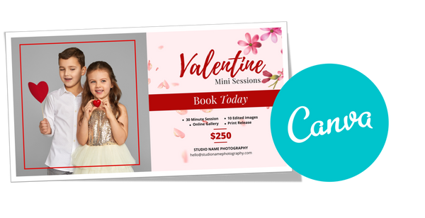 Valentine Mini Session, Photography Marketing Templates Bundle for Photographers for CANVA