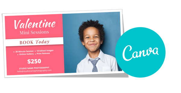Valentine Mini Session, Photography Marketing Templates Bundle for Photographers for CANVA