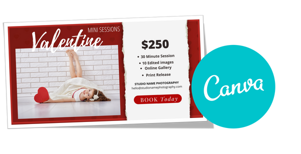 Valentine Mini Session, Photography Marketing Templates Bundle for Photographers for CANVA