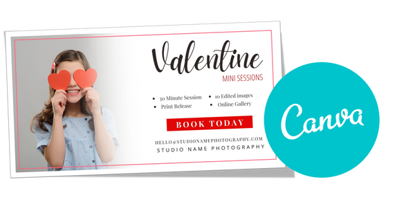 Valentine Mini Session, Photography Marketing Templates Bundle for Photographers for CANVA