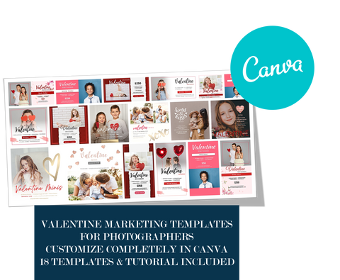 Valentine Mini Session, Photography Marketing Templates Bundle for Photographers for CANVA