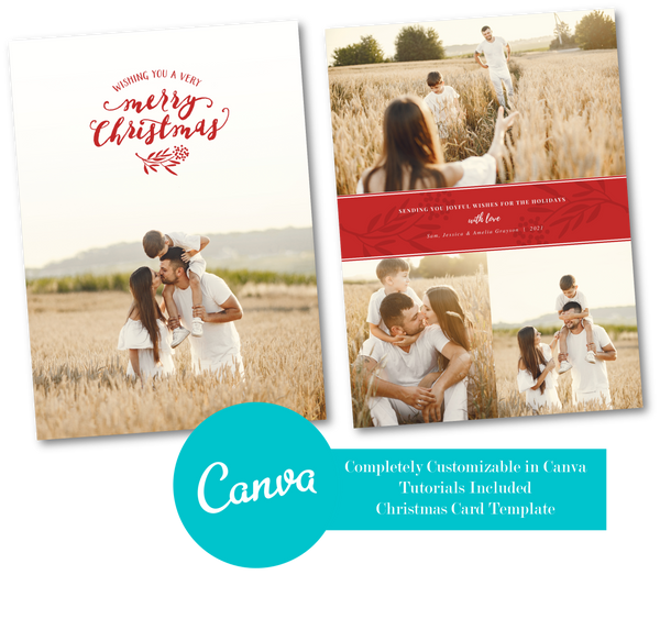 Canva Christmas Card Template Bundle, Holiday Card Template Bundle