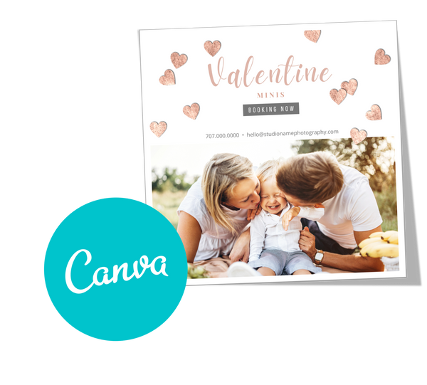 Valentine Mini Session, Photography Marketing Templates Bundle for Photographers for CANVA