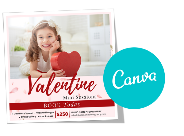 Valentine Mini Session, Photography Marketing Templates Bundle for Photographers for CANVA