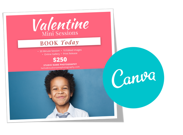 Valentine Mini Session, Photography Marketing Templates Bundle for Photographers for CANVA