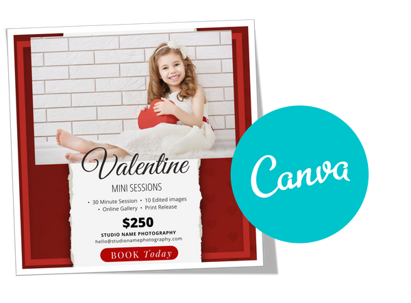 Valentine Mini Session, Photography Marketing Templates Bundle for Photographers for CANVA