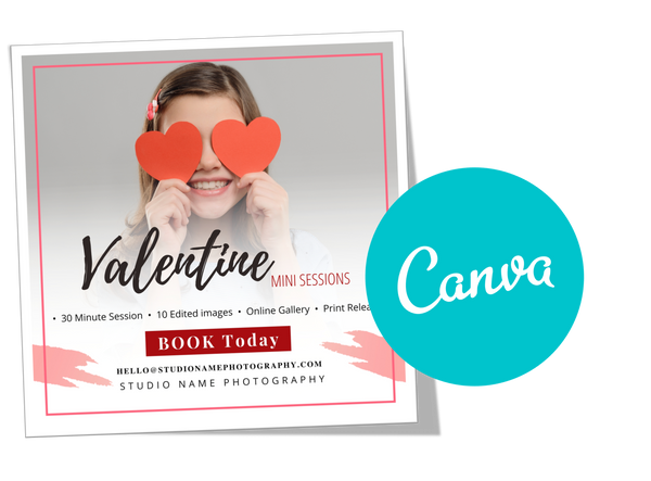 Valentine Mini Session, Photography Marketing Templates Bundle for Photographers for CANVA