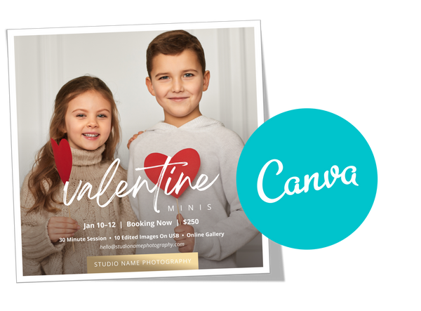 Valentine Mini Session, Photography Marketing Templates Bundle for Photographers for CANVA