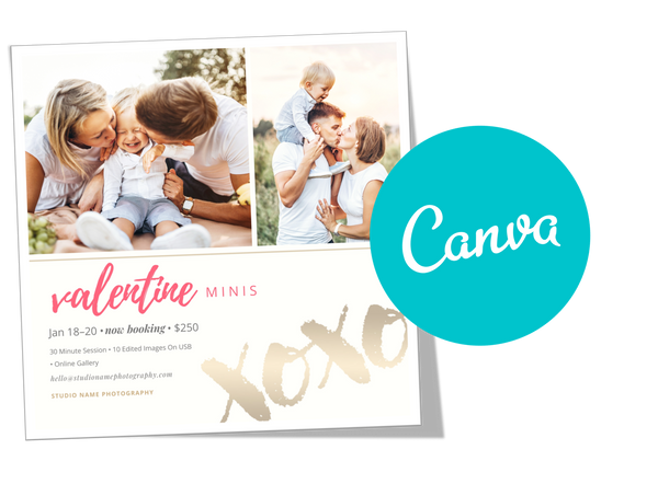 Valentine Mini Session, Photography Marketing Templates Bundle for Photographers for CANVA