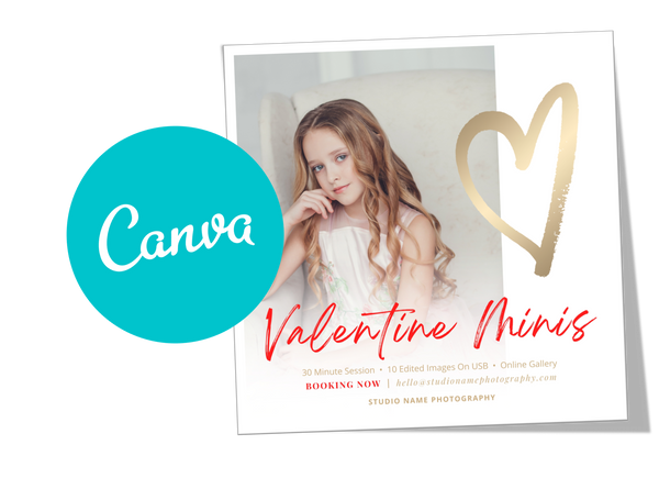 Valentine Mini Session, Photography Marketing Templates Bundle for Photographers for CANVA
