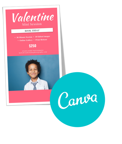Valentine Mini Session, Photography Marketing Templates Bundle for Photographers for CANVA