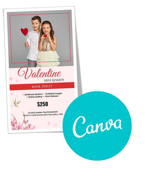 Valentine Mini Session, Photography Marketing Templates Bundle for Photographers for CANVA