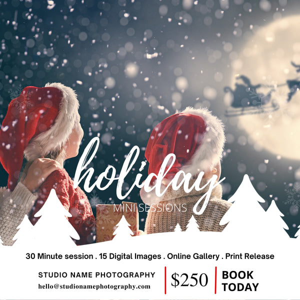 Holiday, Christmas Mini Session Marketing Template Bundle for CANVA