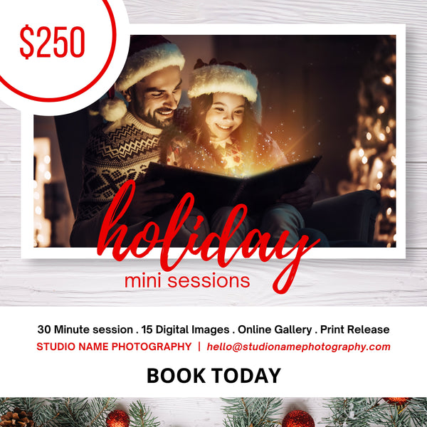Holiday, Christmas Mini Session Marketing Template Bundle for CANVA