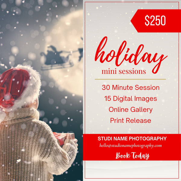 Holiday, Christmas Mini Session Marketing Template Bundle for CANVA