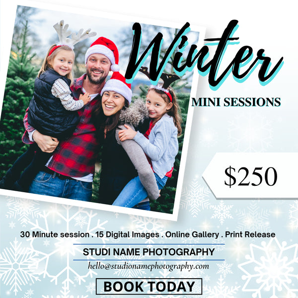 Holiday, Christmas Mini Session Marketing Template Bundle for CANVA