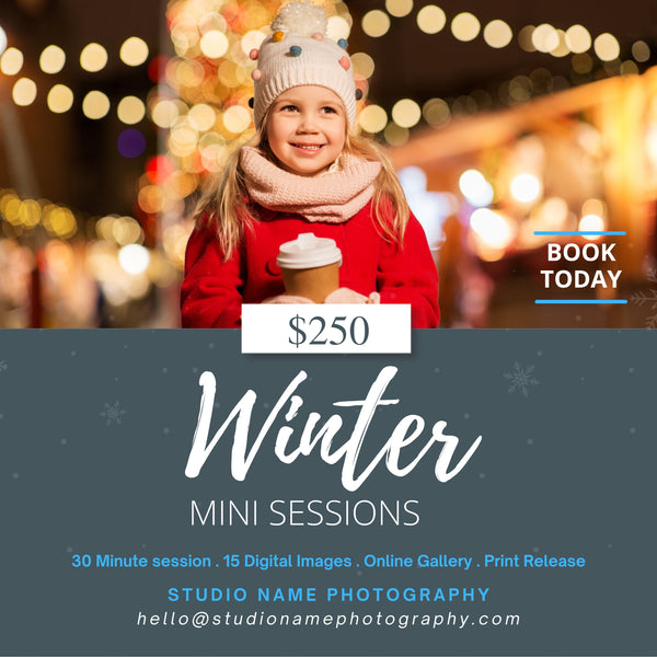 Holiday, Christmas Mini Session Marketing Template Bundle for CANVA