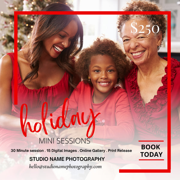 Holiday, Christmas Mini Session Marketing Template Bundle for CANVA