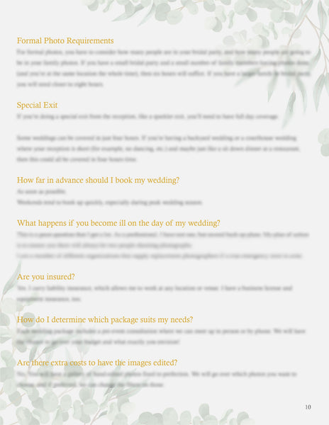 Wedding Photography Client Guide | Welcome Packet Template | PSD Templates