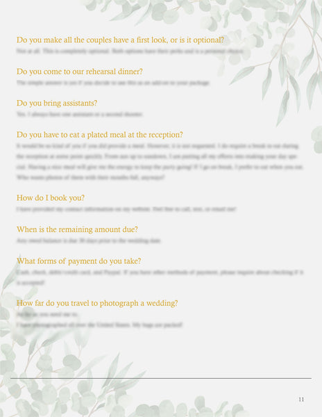 Wedding Photography Client Guide | Welcome Packet Template | PSD Templates