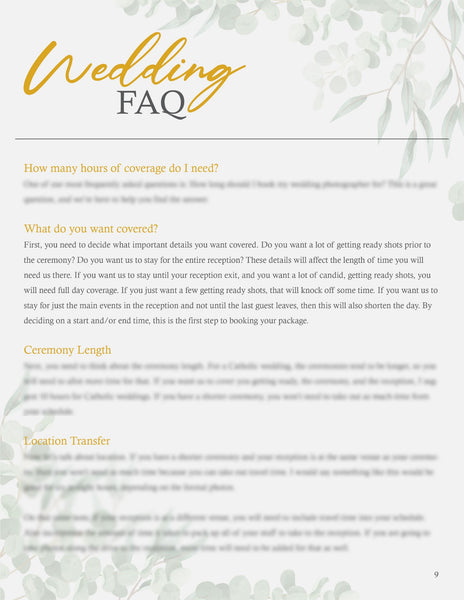 Wedding Photography Client Guide | Welcome Packet Template | PSD Templates