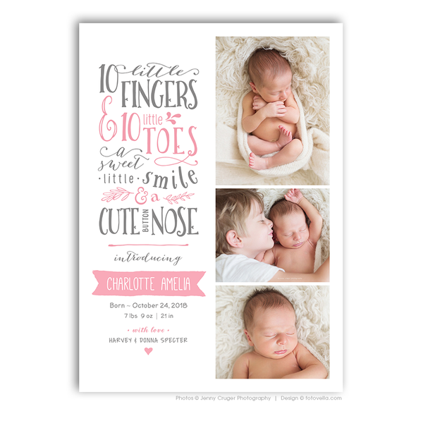 32 Birth Announcement Template Bundle for Photographers, PSD