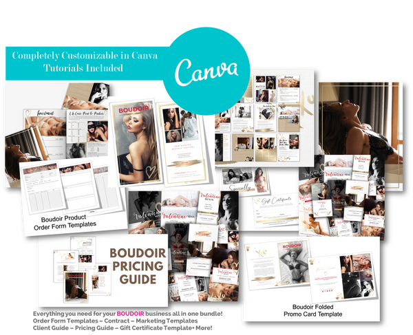 Boudoir Photography Marketing Template Bundle for CANVA | Gold