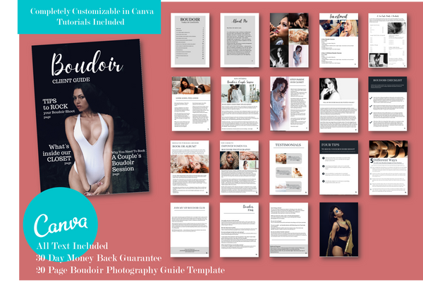 Boudoir Photography Client Guide for CANVA, Magazine Template, Boudoir Photographer Welcome Packet