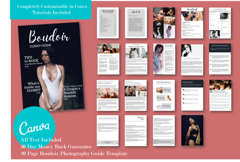 Boudoir Photography Client Guide for CANVA, Magazine Template, Boudoir Photographer Welcome Packet