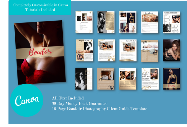 Boudoir Photography Marketing Template Bundle for CANVA | Gold