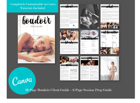 Boudoir Client Guide, Boudoir Client Planning Guide, Welcome Packet Template for Canva