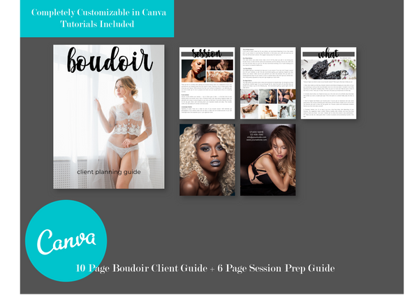 Boudoir Client Guide, Boudoir Client Planning Guide, Welcome Packet Template for Canva